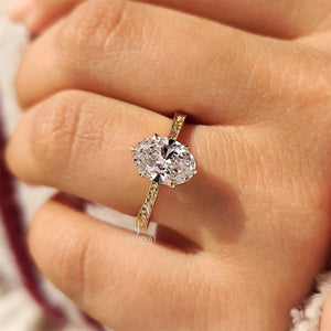 Oval Lab Diamond with Solitaire Hidden Gemstone Ring | IGI Certified