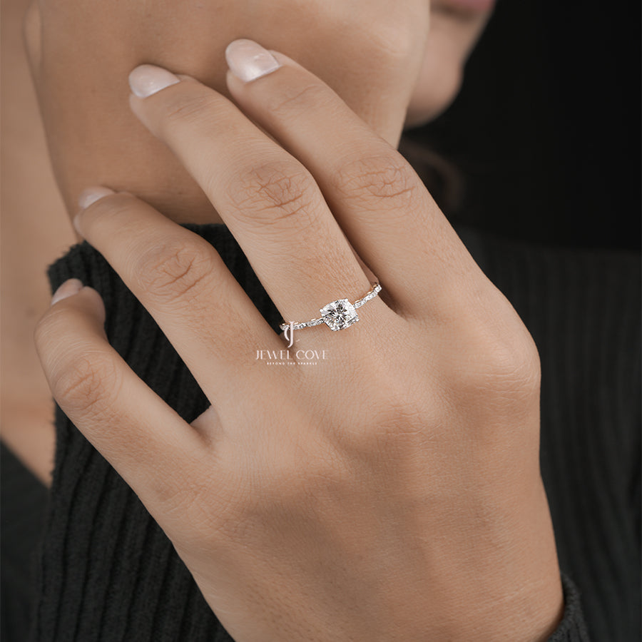 1.07tcw Cushion Solitaire Lab Grown Wedding Ring | IGI Certified | E-F Color | VVS- VS Clarity