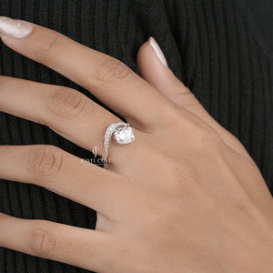 1.6CT Cushion Waves Lab Grown Wedding Ring | IGI Certified | E-F Color | VVS- VS Clarity