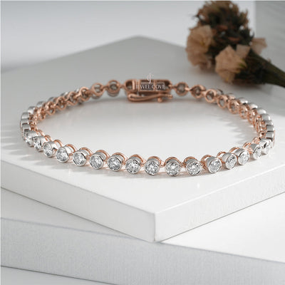 Classic White Gold Moissanite Tennis Bracelet on Woman’s Wrist – Luxury Jewelry Style