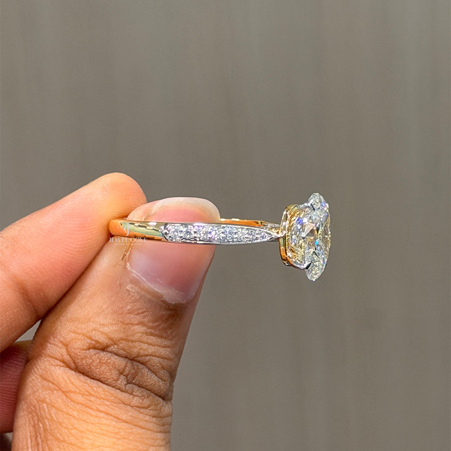 3CT Oval Solitaire Cathedral Setting Ring | Lab Grown Diamonds | IGI Certified