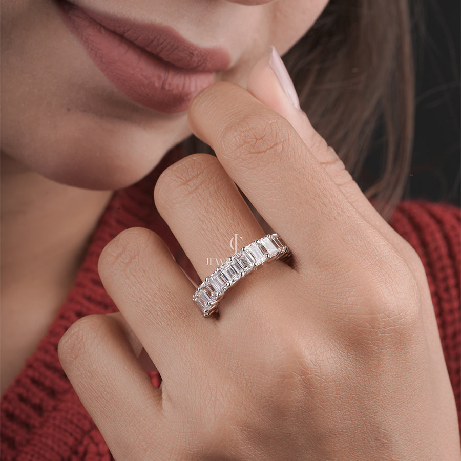 Glistening Beauty Emerald Eternity Half Band