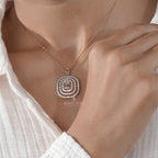 Statement Emerald Diamond Pendant Necklace with Multi-Layered Halo (ONLY PENDENT)