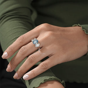 Three Stone Oval Moissanite Ring | E-F Color | VVS- VS Clarity | IGI Certified