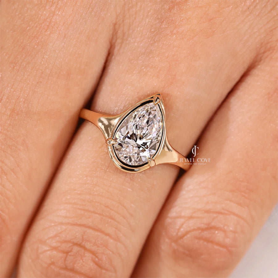 Pear Cut Diamond Ring in Solitaire Setting Lab-Grown Diamond Ring | IGI Certified