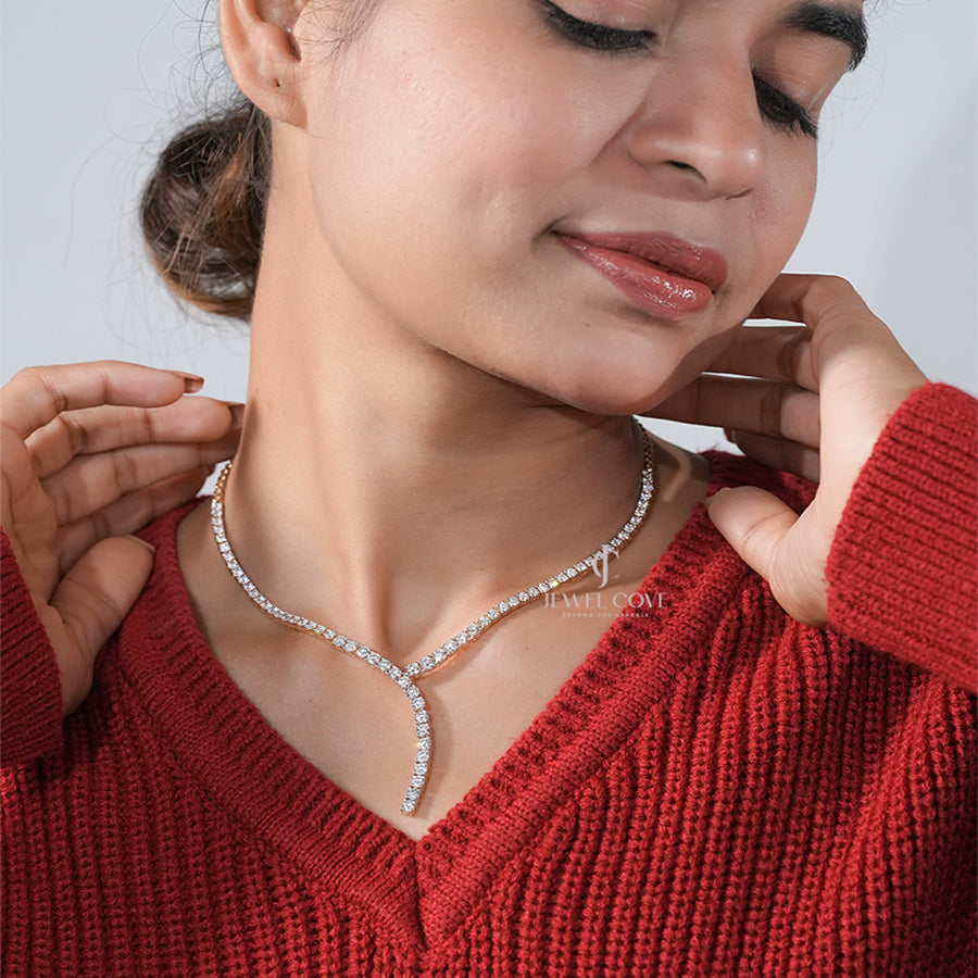 Modern V-Curve 5.00 Ct Diamond Y-Design Tennis Necklace