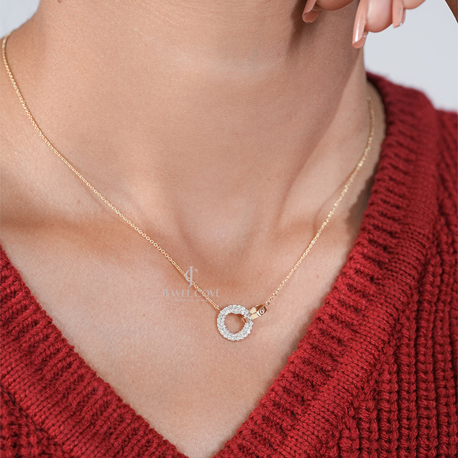Open Circle Necklace With Chain Necklace | IGI Certified | E-F Color | VVS- VS Clarity