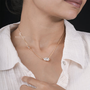10K Solitaire Pear Lab-Grown Diamond Pendent | IGI Certified | E-F Color | VVS- VS Clarity | Rose Gold 10K