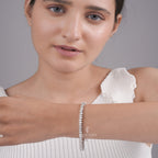 White Gold Moissanite Pear-Shaped Diamond Tennis Bracelet with Elegant Bezel Setting