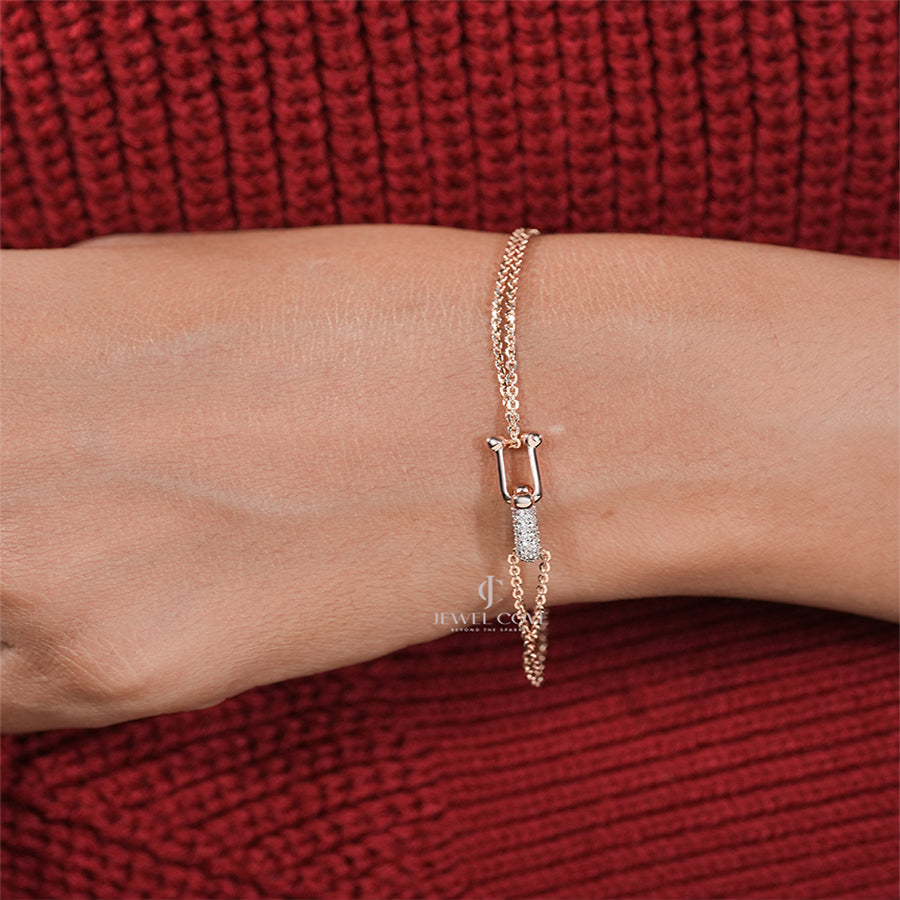 Elegant 0.40 Ct Diamond Safety Lock Bracelet