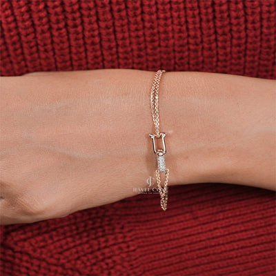 Elegant 0.40 Ct Diamond Safety Lock Bracelet