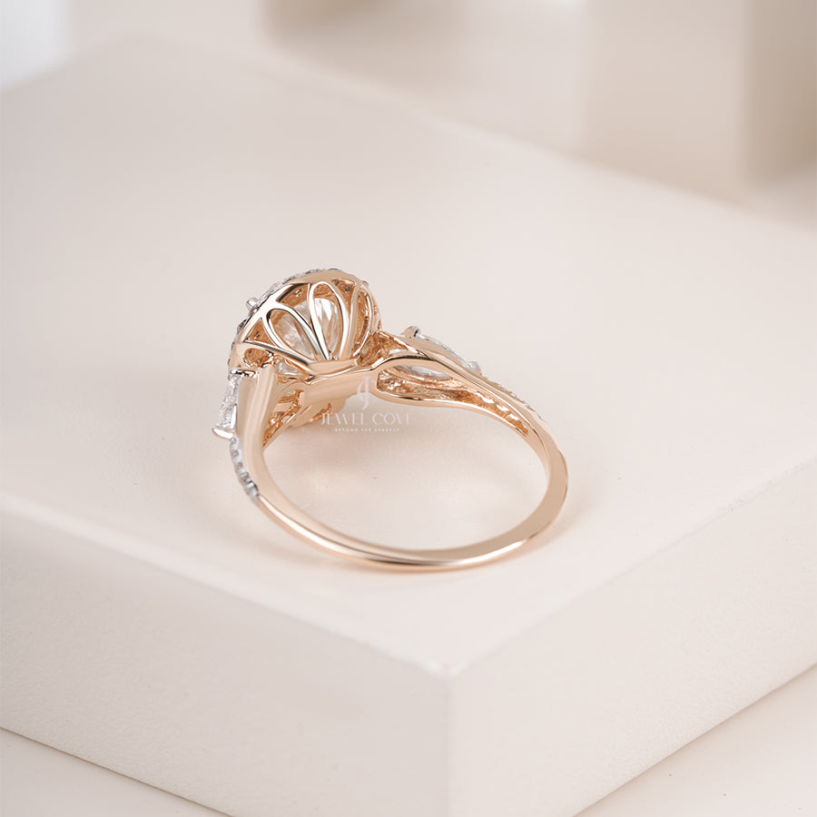 2.5CT Oval Halo Lab Grown Wedding Ring | IGI Certified | E-F Color | VVS- VS Clarity