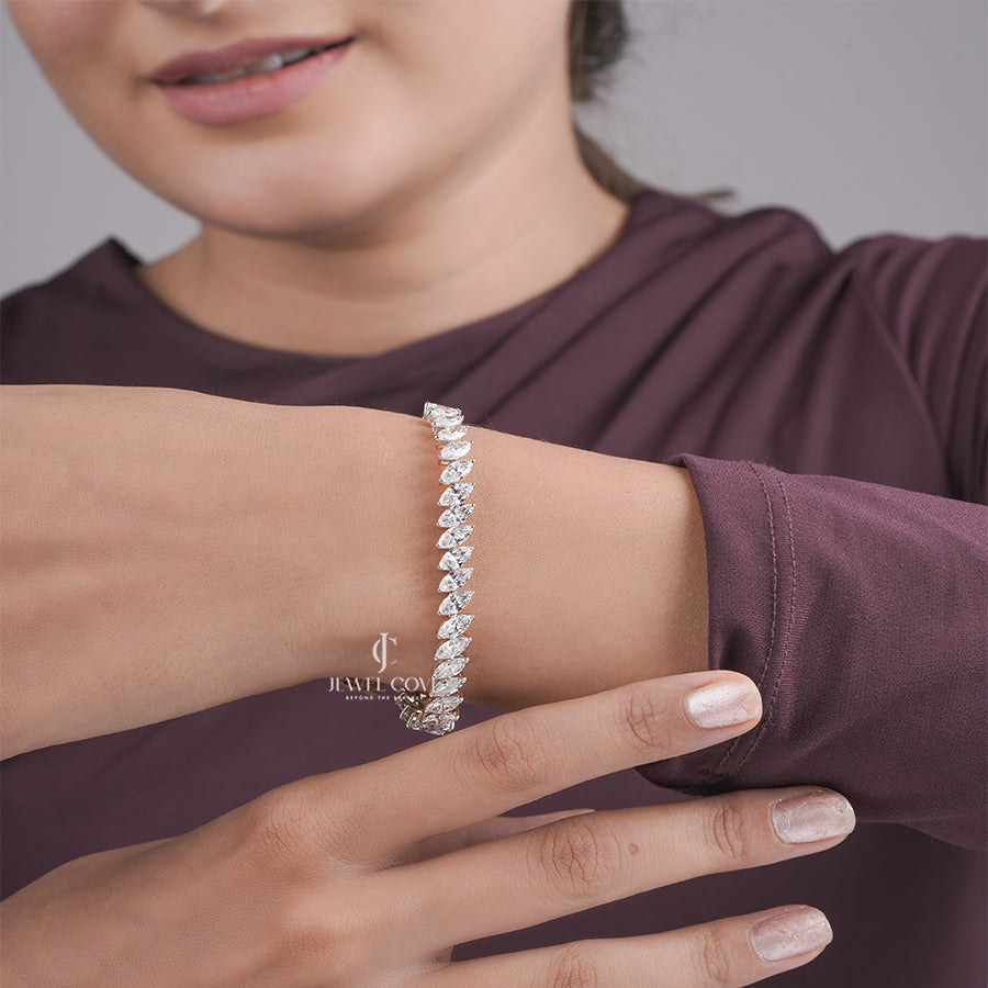 Exquisite Marquise Cut Lab Grown Diamond Bracelet Wedding Jewelry Collection, Engagement Bracelet