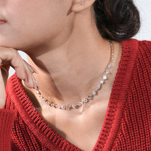 11ctw Multi-Cut Moissanite Diamond Necklace in 10K | E-F Color | VVS- VS Clarity | Rose Gold 10K | IGI Certified