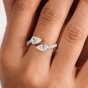 Open Cuff Pear Lab Diamond Ring | 14K Rose Gold | Lab Grown Diamonds | IGI Certified