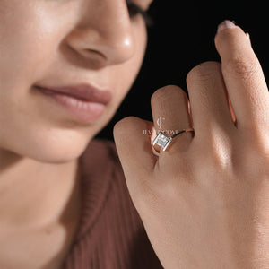 0.8CT Princess Solitaire Moissanite Shank Style Engagement Ring | IGI Certified | E-F Color | VVS- VS Clarity