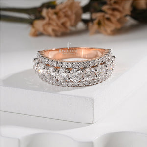 2.07ctw Emerald and Round Lab Grown Band | IGI Certified | E-F Color | VVS- VS Clarity