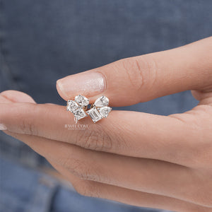 Multi Shape Lab-Grown Diamond Stud Earrings | IGI Certified | Solitaire Studs