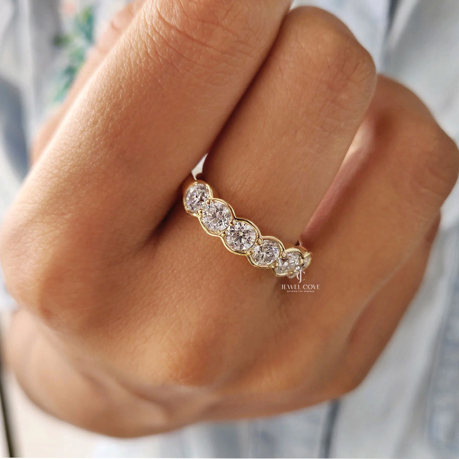 6 Stone Half Eternity Wedding Band | Lab Grown Diamond | IGI Certified