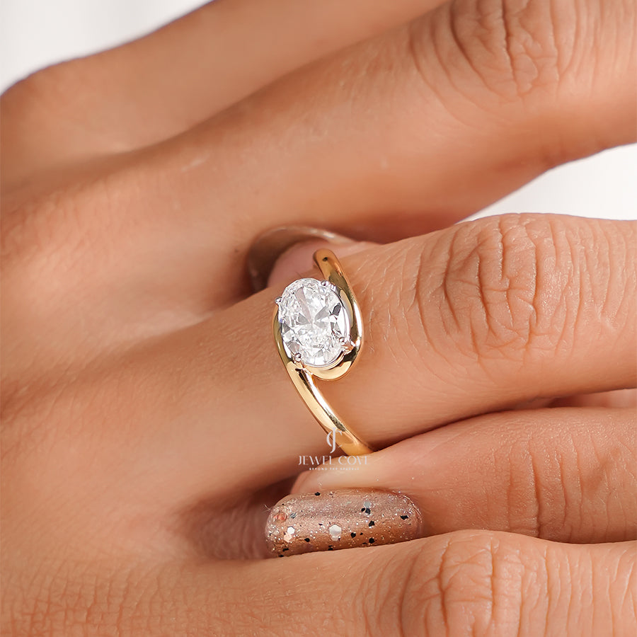 1 CT Oval IGI Certified Lab Grown Diamond Split Shank Ring | IGI Certified