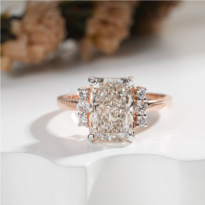 Radiant-Cut Engagement Ring with Round Brilliant Side Accents