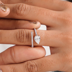 1CT Pear Lab Diamond Ring | 14K Rose Gold | Lab Grown Diamonds | IGI Certified