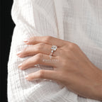 Three-Stone Princess-Cut Diamond with Round Side Diamond Ring