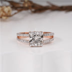 2 Carat Cushion Moissanite Diamond Crystalline Engagement Ring
