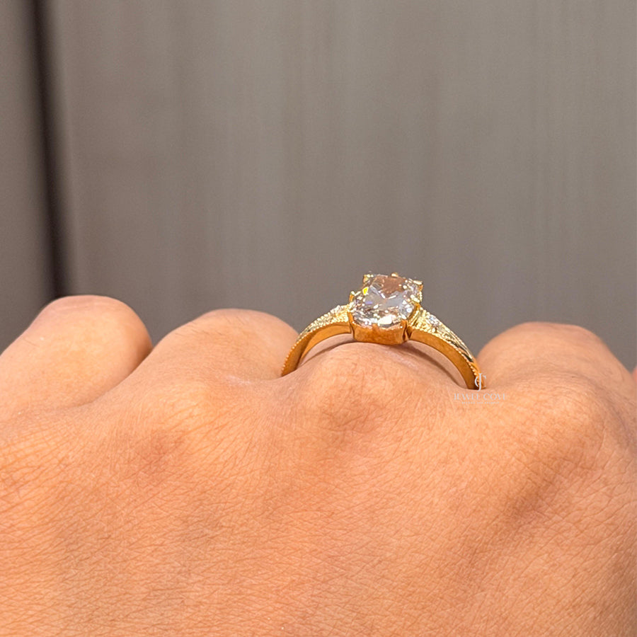 Elongated Cushion Vintage Ring | Lab Grown Diamonds | IGI Certified
