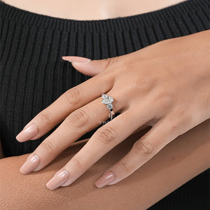 Three Stone Pear & Round Moissanite Ring | E-F Color | VVS- VS Clarity | IGI Certified