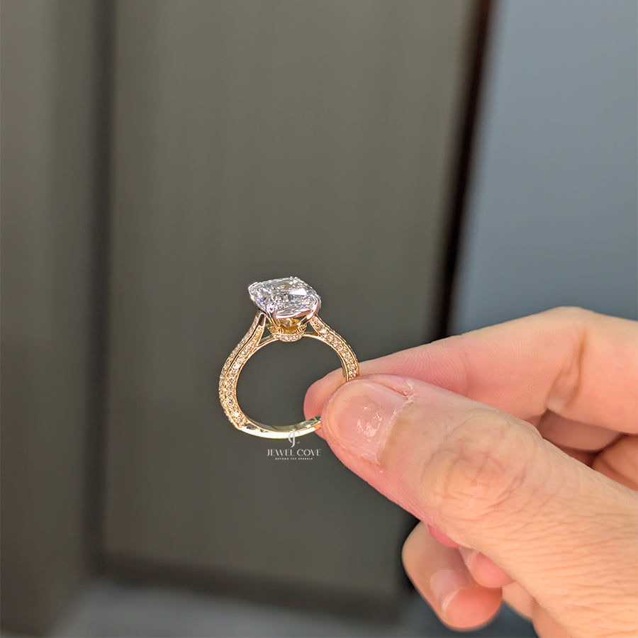 4CT Cushion Solitaire Ring | Engagement Ring | Lab Grown Diamonds | IGI Certified