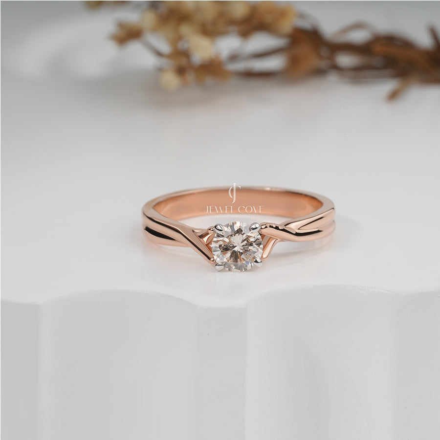 Round Diamond Infinity Twist Engagement Ring