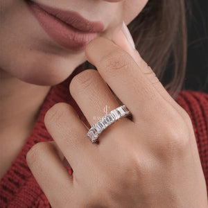 3.8CT Emerald Moissanite Eternity Half Band | IGI Certified | E-F Color | VVS- VS Clarity