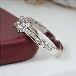 Princess Moissanite Diamond Cathedral Engagement Ring | EF Color | VVS–VS Clarity | IGI Certified