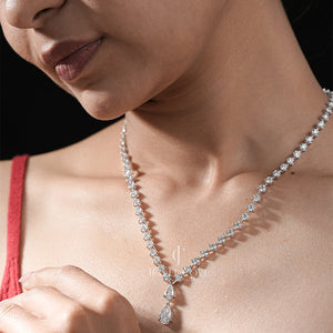 10K White Gold Round Moissanite Necklace | White Gold 14K | IGI Certified | E-F Color | VVS- VS Clarity