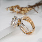 Serene Streaks Solitaire Ring Moissanite Diamond Engagement Ring