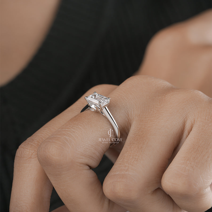 Emerald Cut Diamond Engagement Ring for Women in Rose Gold Wedding Jewellery Gift