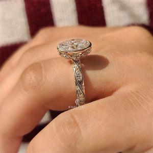 Oval Bezel Engagement Ring with Milgrain | Lab Grown Diamonds | IGI Certified