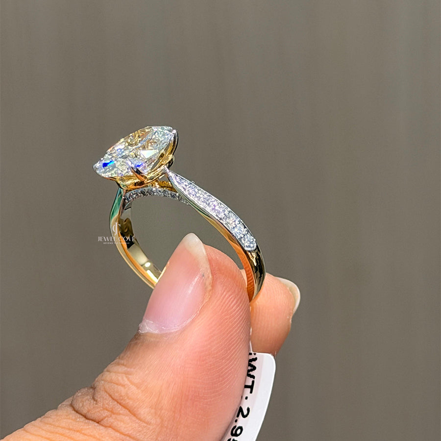 3CT Oval Solitaire Cathedral Setting Ring | Lab Grown Diamonds | IGI Certified