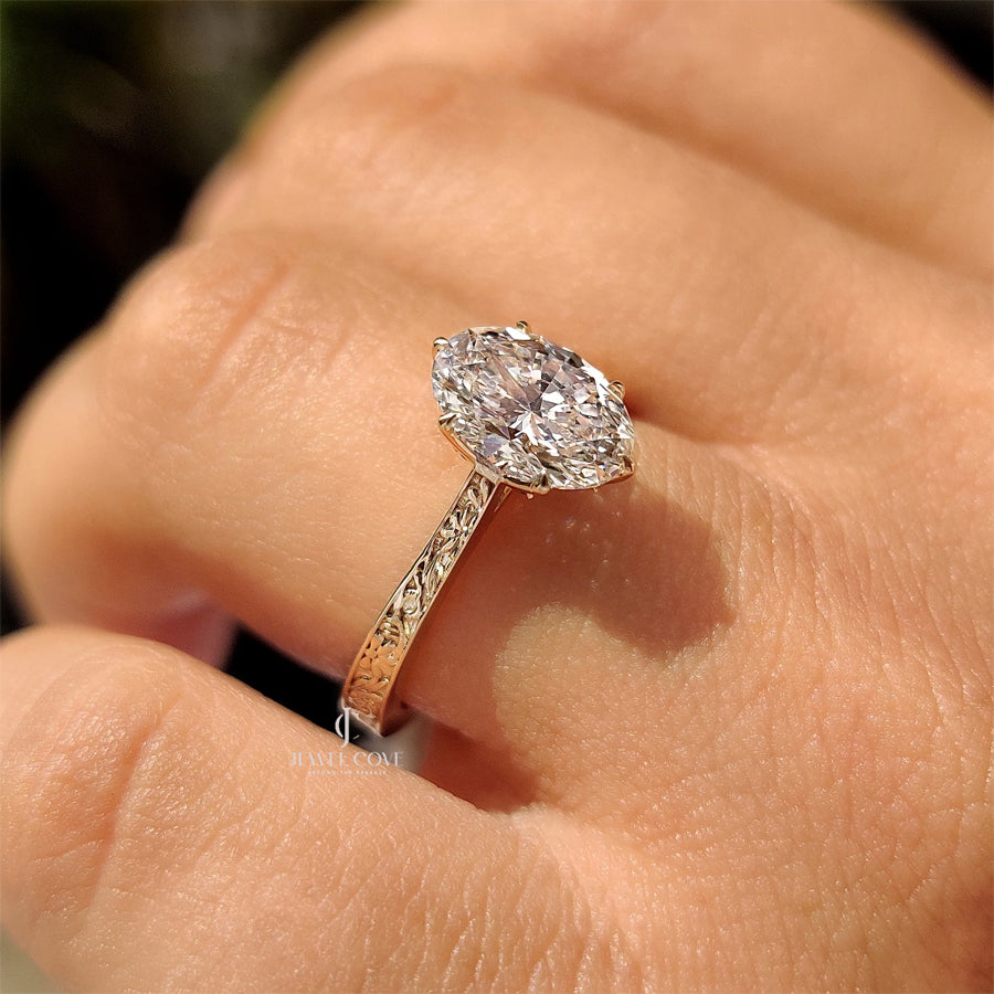 Oval Lab Diamond with Solitaire Hidden Gemstone Ring | IGI Certified