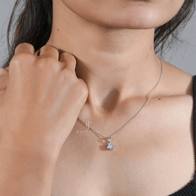 Round Brilliant Cut Diamond Pendant on Rose Gold Chain – Elegant Necklace (ONLY PENDENT)