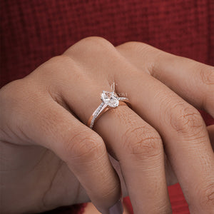 1.30ctw Oval Moissanite Diamond Engagement Ring | 1.25ct Center + Side Stones | IGI Certified