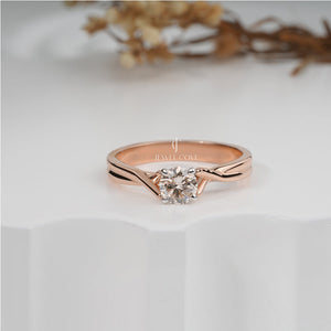 0.75tcw Round Moissanite Diamond Engagement Ring | Infinity Twist Band | IGI Certified | E-F Color | VVS/VS Clarity