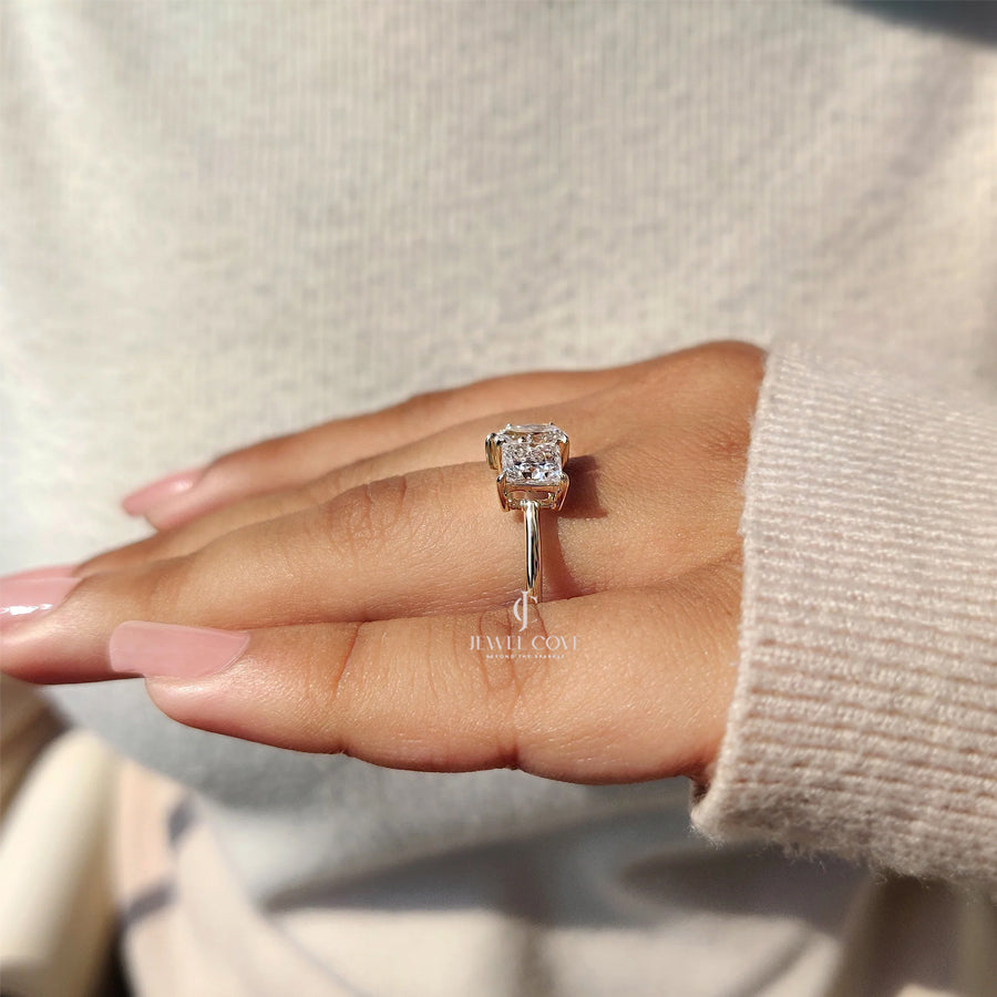 Toi Et Moi Engagement Ring With Princess And Pear Cut Diamond | Moissanite Diamonds | GRA Certified