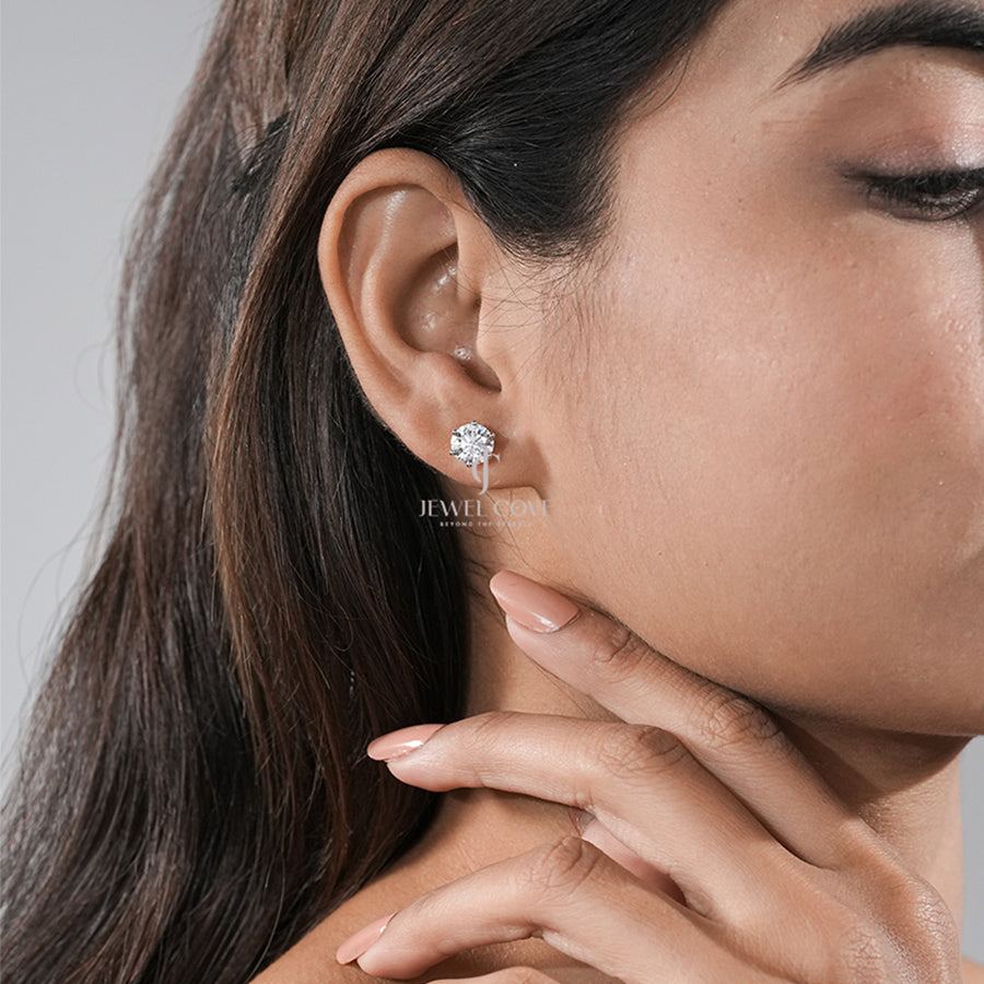 Elegant 2.00 Ct Round Diamond Stud Earrings – 6-Prong Setting