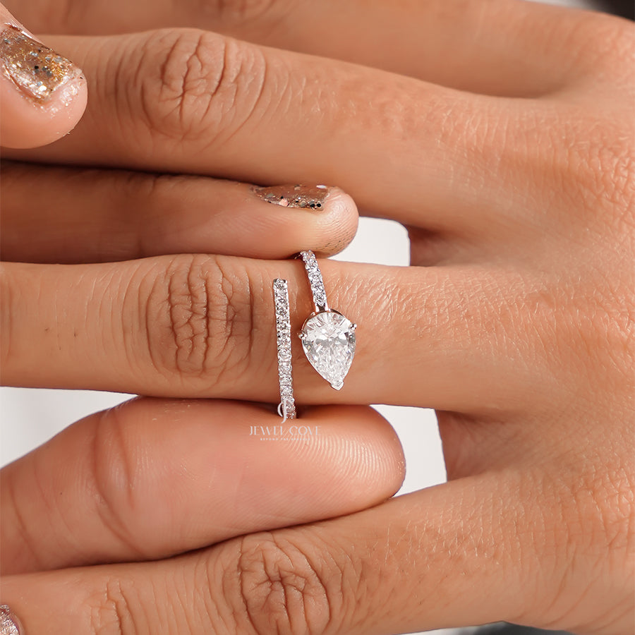 1CT Pear Lab Diamond Ring | 14K Rose Gold | Lab Grown Diamonds | IGI Certified