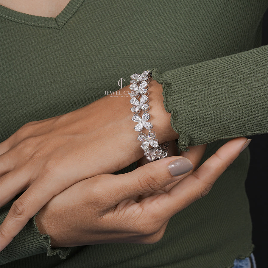 Delicate Pear Moissanite Diamond Bracelet Woman’s Wrist – Minimalist Jewelry Style