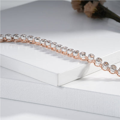 Classic White Gold Moissanite Tennis Bracelet on Woman’s Wrist – Luxury Jewelry Style