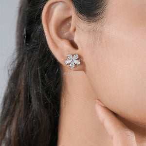 2.5ctw Pear Cut Moissanite Diamond Flower Style Stud Earrings, EF Color, VVS-VS Clarity