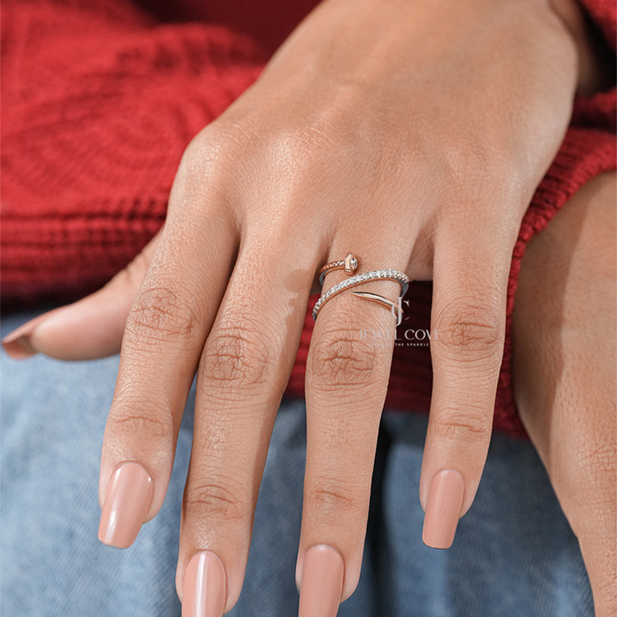 18K Rose Gold Wrap Ring with 0.50 Carat Round Brilliant Diamond